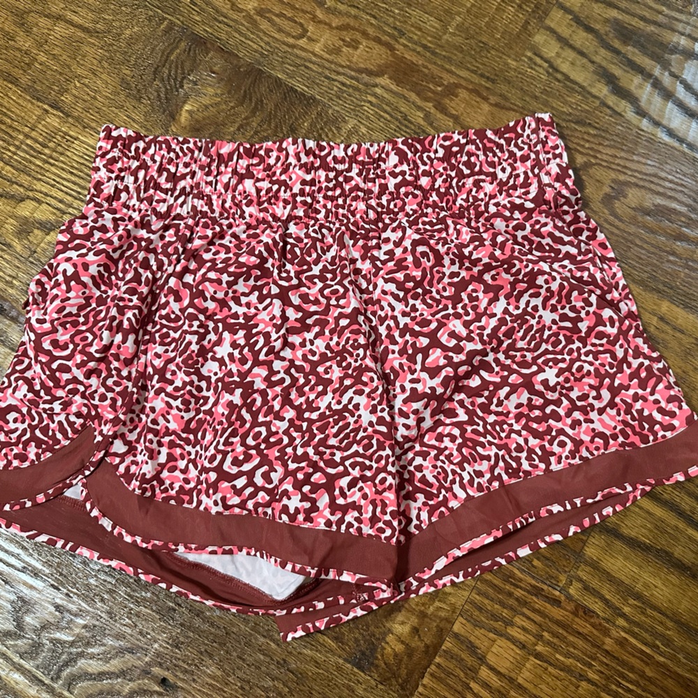 Athleta Pink and Red Patterned Athletic Shorts